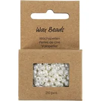 Creativ Company Perlen-Set Wachsperlen Weiss, 4 mm - Packungsgrösse: 210 Stück - Durchmesser: 4 mm - Detailfarbe: Perlmutt - Perlenart: Perlenset
