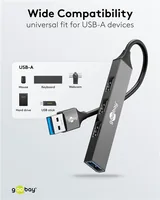 Goobay 74456 interface hub USB 3.2 Gen 1 (3.1 Gen 1) Type-A 5000 Mbit/s Light grey