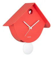 KARLSSON Wanduhr Retro Cuckoo 25.5 x 25.8 cm, Scharlachrot - Uhrtyp: Analog - Betriebsart: Batteriebetrieb - Funksignal: Nein - Funktionen: Zeit - Form: Diverse - Detailfarbe: Scharlachrot