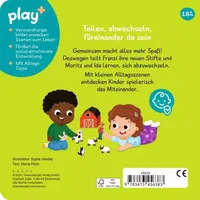 play+ Mein erstes Schiebebuch: Teilen und vertragen - Thema: Diverse - Sprache: Deutsch - Altersempfehlung ab: 18 Monaten - Einband: Ohne - Anzahl Seiten: 12 - Altersgruppe: Kleinkinder