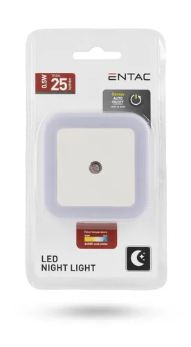 Entac Nachtlicht 0.5W quadrat. CW White Dämmerungssensor
