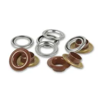 Prym Ösen mit Scheiben, 8 mm Dunkelbraun, Silber - Verpackungseinheit: 32 Stück - Detailfarbe: Silber - Dunkelbraun - Produkttyp: Ösen