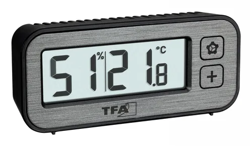TFA Dostmann Digitalwecker Grau - Betriebsart: Akkubetrieb - Funksignal: Nein - Funktionen: Timer - Umschaltbar °C/°F - Weckfunktion - Ausstattung: Aussentemperaturanzeige - Luftfeuchtigkeit - Displaytyp: LED - Detailfarbe: Grau