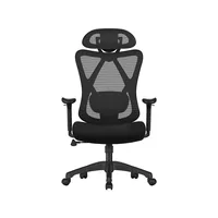 Songmics Bürostuhl mit Kopfstütze und Armlehnen, Schwarz - Produkttyp: Bürostuhl - Material Bezug: Schaumstoffpolsterung - Armlehnen: Ja - Material Fuss: Kunststoff - Metall - Rückenart: Netzrücken - Rollenart: Universalrollen
