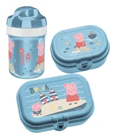 Koziol Lunchbox-Set PEPPA PIG WAVES TO GO Blau - Materialtyp: Biokunststoff - Unterteilungsmöglichkeit: Ja - Material: Biozirkulärer Kunststoff - Detailfarbe: Blau - Spülmaschinenfest: Ja - Set: Ja