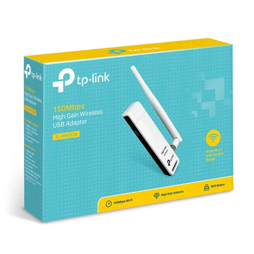 TP-Link WLAN-N USB-Stick TL-WN722N - Schnittstelle Hardware: USB 2.0 - WLAN Standard: IEEE 802.11n (Wi-Fi 4) - IEEE 802.11b (Wi-Fi 2) - IEEE 802.11g (Wi-Fi 3) - Frequenzband: 2.4 GHz - Formfaktor: Extern - Höhe Slot-Blech: Extern