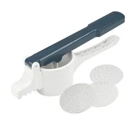 Fackelmann Spätzle- und Kartoffelpresse Blau/Weiss - Produkttyp: Spätzle- und Kartoffelpresse - Material: Kunststoff - Detailfarbe: Weiss - Blau - Anzahl Einsätze: 3 × - Spülmaschinenfest: Ja