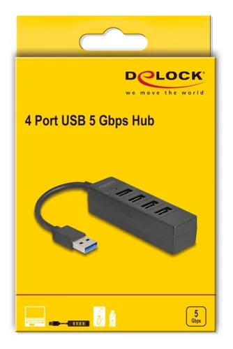 DELOCK USB Hub 4 Port USB 5 Gbps mit 4 x USB Typ-A Buchse sw