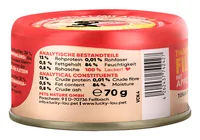 Lucky Lou Extra Food Thunfisch mit Apfel in Sud, 70 g - Tierbedürfnis: Kein besonderes Bedürfnis - Geschmacksrichtung: Apfel - Fisch - Zertifikate: Keine Zertifizierung - Fleischsorte: Thunfisch - Futtereigenschaft: Getreidefrei - Ohne künstliche Zusätze 