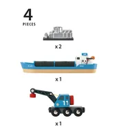 World Containerschiff mit Kranwagen, Spielfahrzeug