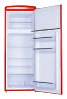SPC Kühl-Gefrierkombination KS3777-1 Rot, Rechts - Energieeffizienzklasse: C - Bauart: Freistehend - Einbaunormen: CH 55 - Nutzinhalt Kühlen: 162 l - Gefrierfach Klassifizierung: 4 Sterne - Nutzinhalt Gefrieren: 44 l