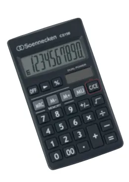 Soennecken Taschenrechner CS150, Schwarz - Stromversorgung: Solarbetrieb - Typ: Taschenrechner - Detailfarbe: Schwarz - Displaytyp: LCD - Anzahl Zeilen: 1 × - Anzahl Stellen: 10 ×