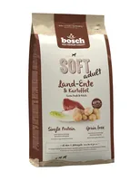 Bosch Tiernahrung Halbfeuchtfutter Soft Adult, Landente & Kartoffel, 2.5 kg - Tierbedürfnis: Verdauung - Magen & Darm - Geschmacksrichtung: Geflügel - Fleischsorte: Ente - Packungsgrösse: 2.5 kg - Futtereigenschaft: Getreidefrei - Single Protein - Hypoall