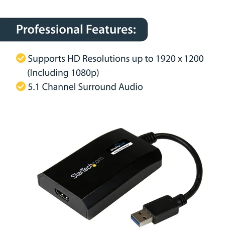 StarTech.com USB32HDPRO USB graphics adapter 1920 x 1200 Pixel Schwarz