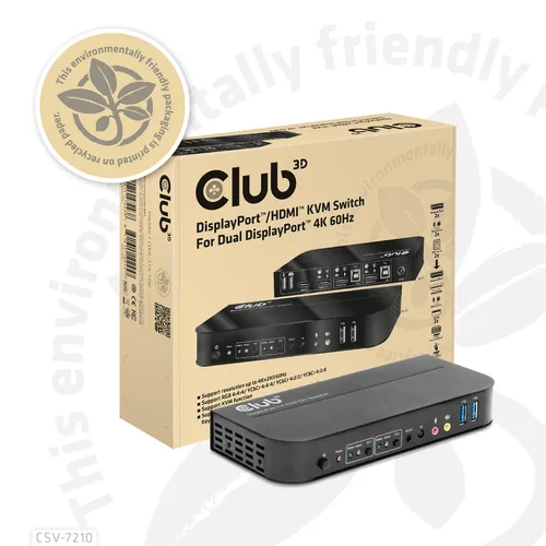 CLUB3D CSV-7210 Tastatur/Video/Maus (KVM)-Switch Schwarz