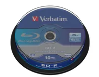 1x10 Verbatim BD-R Blu-Ray 25GB 6x Speed, white blue Cakebox