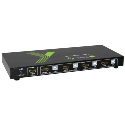 Techly KVM Switch USB, HDMI, 4K, 4 Wege