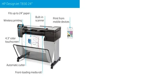 HP Designjet T830 24-in Multifunction Printer Großformatdrucker WLAN Tintenstrahl Farbe 2400 x 1200 DPI 610 x 1897 mm Ethernet/LAN