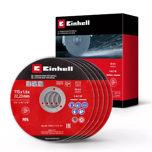 Einhell 5 Trennscheiben 115 mm - Zubehörtyp: Trennscheibe - Durchmesser: 115 mm - Für Material: Stahl - Edelstahl - Set: Ja