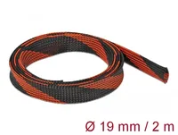 Delock Kabelschlauch dehnbar, 2m x 19 mm Rot Schwarz - Detailfarbe: Rot - Schwarz - Breite: 19 mm - Länge: 2 m - Produkttyp: Kabelschlauch - Ausstattung Kabelmanagement: Zuschneidbar - Wiederverwendbar - Elastisch - Verpackungseinheit: 1 Stück