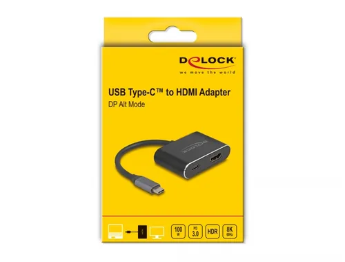 Delock USB Type-C™ Adapter zu HDMI (DP Alt Mode) 8K mit HDR und Power Delivery 100 W