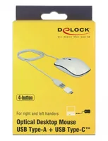 Delock Maus 12532 USB-Type-A &Type-C - Maus-Typ: Standard - Maus Features: Umschaltbare DPI-Auflösung - Scrollrad - Bedienungsseite: Universal - Detailfarbe: Weiss - Anthrazit - Verbindungsart: Verkabelt - Schnittstelle: USB-A - USB-C