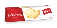 Wernli Guetzli Butterherzli 100 g - Produkttyp: Butter - Nährwertangabe pro: 100 g - Energiegehalt (in kj): 2160 KJ - Energiegehalt (in kcal): 515 Kcal - Fett: 25 g - Gesättigte Fettsäuren: 16 g