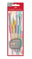 Faber-Castell Borstenpinsel Soft-Touch 4 Grössen, Pastellfarben - Art: Flachpinsel - Aquarellpinsel - Linienpinsel - Borstenpinsel Nr. 12 - Borstenpinsel Nr. 6 - Anwendungsbereich: Acrylfarben - Aquarell - Set: Ja