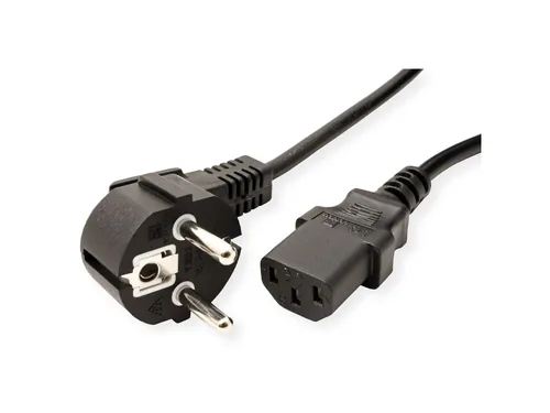 VALUE Netzkabel, gerade IEC-Buchse, schwarz, 3 m