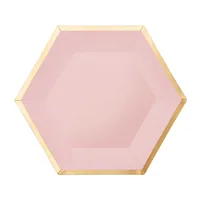 Rico Design Einwegteller Sechseck 16 cm, 10 Stück, Gold/Rosa - Produkttyp: Einwegteller - Materialtyp: Papier - Material: Pappe - Detailfarbe: Rosa - Gold - Verpackungseinheit: 10 Stück
