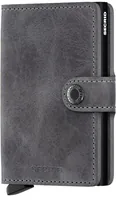 SECRID Portemonnaie Miniwallet Vintage Grau-Schwarz - Nachhaltigkeit: Nicht angegeben - Farbe: Grau - Schwarz - Verschlussart: Druckknöpfe - Münzfach: Nein - RFID-Schutz: Ja - Material: Aluminium - Rindsleder