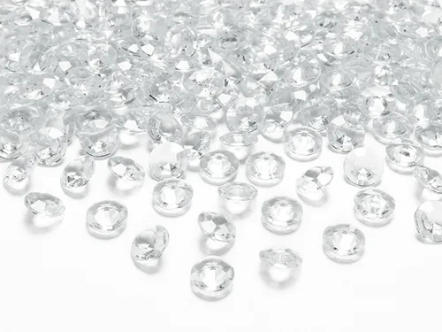 Partydeco Streudeko Diamanten 1.2 cm, 100 Stück, Transparent - Motiv: Hochzeit - Material: Kunststoff - Detailfarbe: Transparent