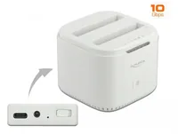 Delock Docking- und Klonstation 63084 2x 2.5 SATA SDD/HDD - Card Reader: Kein - Datenanschluss Seite A: Type-C USB 3.1 Gen 2 - Stromversorgung: Externes Netzteil - Detailfarbe: Weiss - Speicherschnittstelle: SATA III (6Gb/s) - Festplatten Formfaktor: 2.5