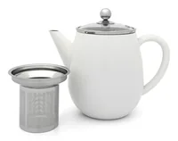 Bredemeijer Teekanne Duet Eva 1.1 Liter, Weiss - Material: Edelstahl - Filtertyp: Edelstahlfilter - Fassungsvermögen: 1.1 l - Kompatible Kochfelder: Manuell - nicht für Kochfelder