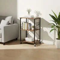 relaxdays Küchenwagen 89 x 60 x 40 cm Schwarz - Tiefe: 40 cm - Breite: 60 cm - Höhe: 89 cm - Detailmaterial: Kunststoff - Mitteldichte Holzfaserplatte (MDF) - Stahl - Grundmaterial: Holz - Metall