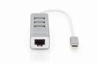 Digitus USB Type-CTM 3-Port Hub + Fast Ethernet LAN Adapter