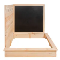 Esschert Design Eck-Sandkasten mit Tafel Holz 115.5 cm - Tiefe: 115.5 cm - Breite: 115.5 cm - Material: Kiefernholz - MDF - Höhe: 114.7 cm