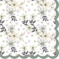 Paper + Design Papierservietten Blossom Bliss 33 cm x 33 cm, 20 Stück, Grau - Material: Papier - Grösse: 33 cm x 33 cm - Produkttyp: Papierservietten - Motiv: Blume - Detailfarbe: Grau - Anzahl Lagen: 3