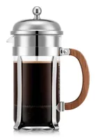 Bodum Kaffeebereiter Chambord Verchromt, Silber, 1 l - Materialtyp: Kunststoff - Material: Borosilikatglas - Holz - Kunststoff - Zubereitungssystem: Kanne - Anzahl Tassen: 8 × - Spülmaschinenfest: Nein - Fassungsvermögen: 1 l