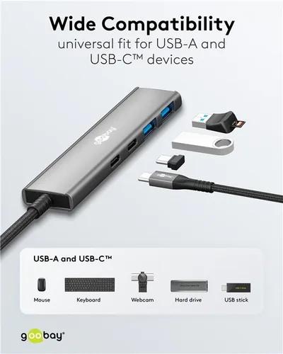 Slim 4-Port USB-C auf USB-C/USB-A 5 Gbit/s (grau)