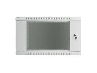LANBERG 19 6U 600x450 Wandschrank Glastür grau