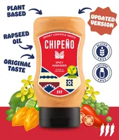 Chipeno Sauce Spicy Habanero 300 ml - Produkttyp: Chilisauce - Nährwertangabe pro: 100 ml - Energiegehalt (in kj): 2257 KJ - Energiegehalt (in kcal): 539 Kcal - Fett: 40.8 g - Davon gesättigte Fettsäuren: 3.2 g