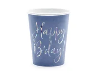 Partydeco Einwegbecher Happy Birthday 220 ml, 6 Stück - Produkttyp: Einwegbecher - Materialtyp: Papier - Material: Pappe - Detailfarbe: Marineblau - Verpackungseinheit: 6 Stück