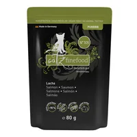 catz finefood Nassfutter Purrrr No.105 Lachs, 80 g - Tierbedürfnis: Verdauung - Magen & Darm - Geschmacksrichtung: Fisch - Zertifikate: Keine Zertifizierung - Fleischsorte: Lachs - Packungsgrösse: 80 g - Futtereigenschaft: Getreidefrei - Ohne künstliche Z