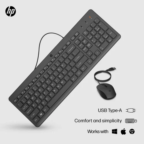 HP 150 Wired Mouse and Keyboard Tastatur Maus enthalten Heimbüro USB QWERTY Englisch Schwarz