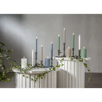 Star Trading LED-Stabkerzen Set Flamme Stripe, 25 cm, Beige, 2 Stück - Betriebsart: Batteriebetrieb - Fernbedienung: Nein - Aussenanwendung: Nein - Höhe: 25 cm - Timerfunktion: Ja - Set: Ja