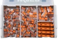 WAGO Verbindungsklemme 93 Stück, assortiert - Verwendung Klemmen: Drähte + Litzen - E-Nr.: 55103100 - Typ: Klemme - Klemmstellen: 2 × - 3 × - 5 × - Detailfarbe: Mehrfarbig - Eigenschaften Hausinstallation: Steckklemme