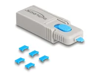 Delock Micro USB Port Blocker Set 5 Stück mit Verschlusswerkzeug - Detailfarbe: Blau - Grau - USB Standard: Keiner - Winkelstecker: Nein - Steckertyp Seite B: keiner - Besondere Eigenschaften: Portblocker - Schlüsselanhänger - Steckertyp Seite A: Micro-US