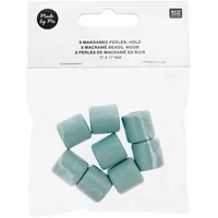 Rico Design Holzperlen Makramee Türkis, 8 Stück - Packungsgrösse: 8 Stück - Durchmesser: 17 mm - Detailfarbe: Türkis - Perlenart: Holzperlen
