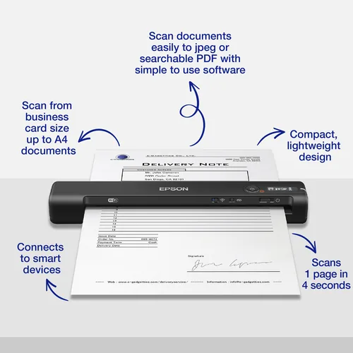 Epson WorkForce ES-60W Handheld scanner 600 x 600 DPI A4 Black